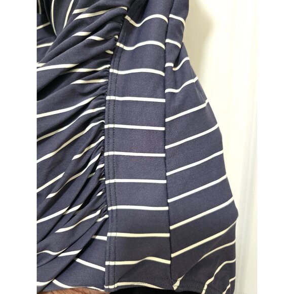 BOND EYE Australia Navy & White Striped One-Piece Swimsuit Ruched Front & Built- - Picture 6 of 10